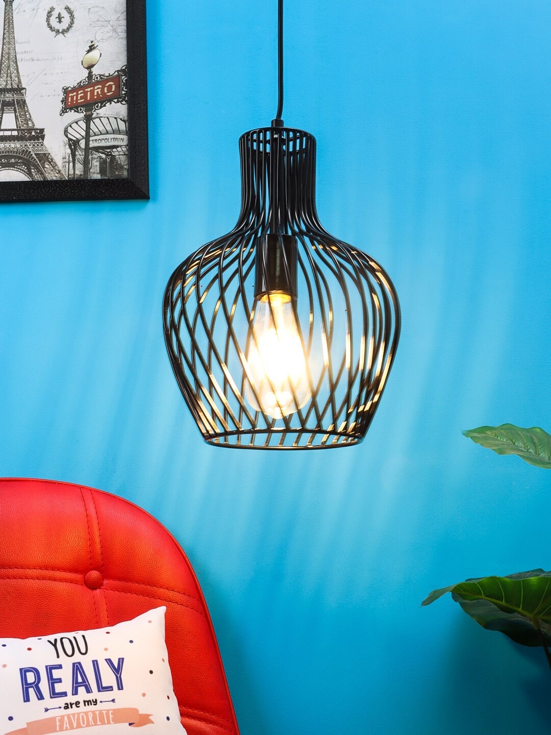 

Aapno Rajasthan Black Contemporary USP Pendant Lantern