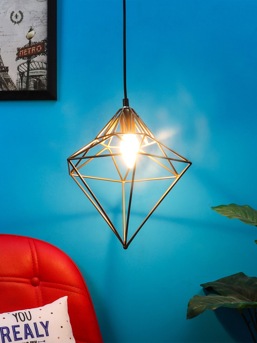 

Aapno Rajasthan Gold-Toned Contemporary USP Pendant Lamp