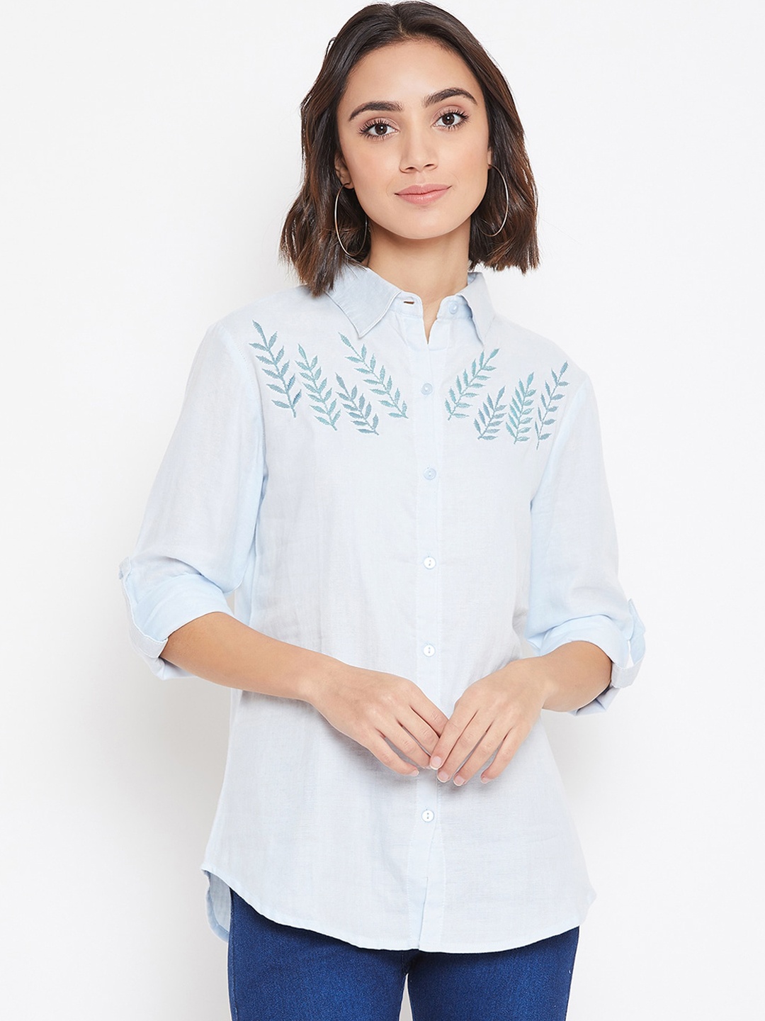 

Ruhaans Women Blue Casual Shirt