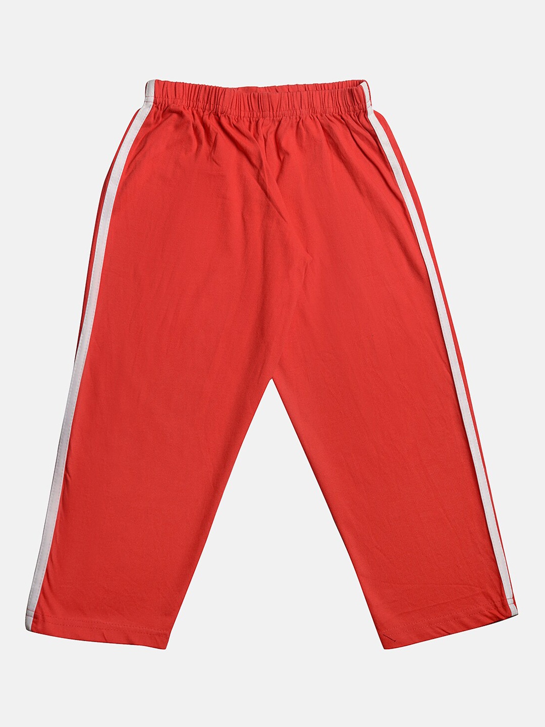

TINY HUG Boys Red & White Solid Cotton Straight-Fit Track Pants
