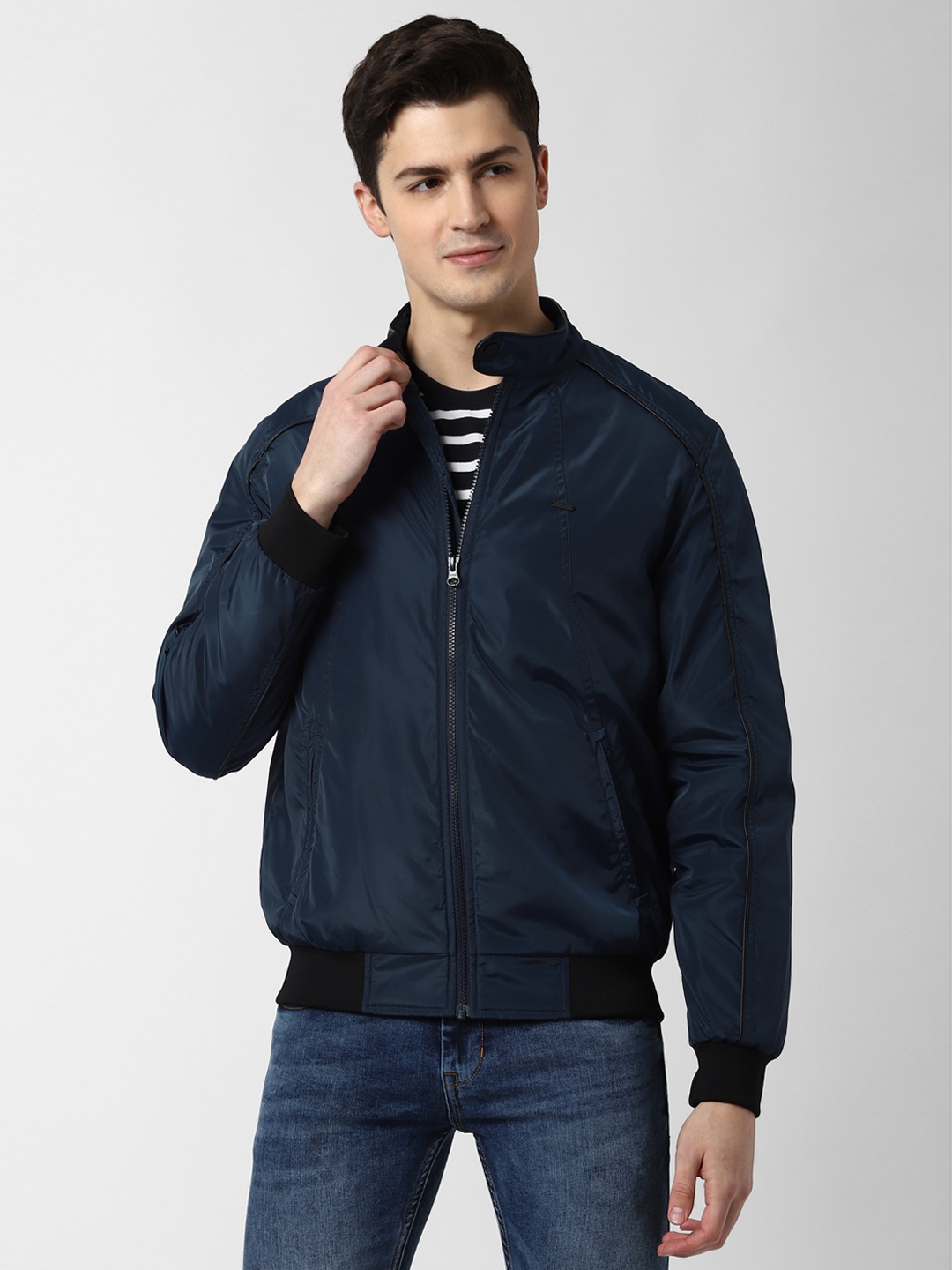 

PETER ENGLAND UNIVERSITY Men Navy Blue Bomber Jacket