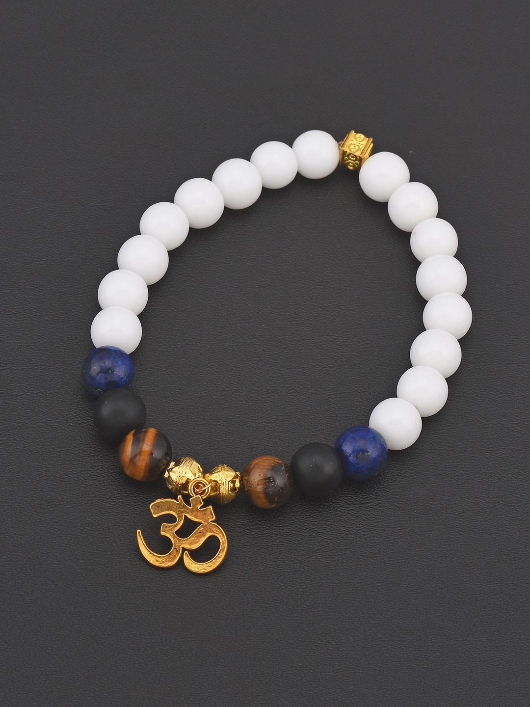 

Tistabene Men White & Black Gold-Plated Om Charm Bracelet