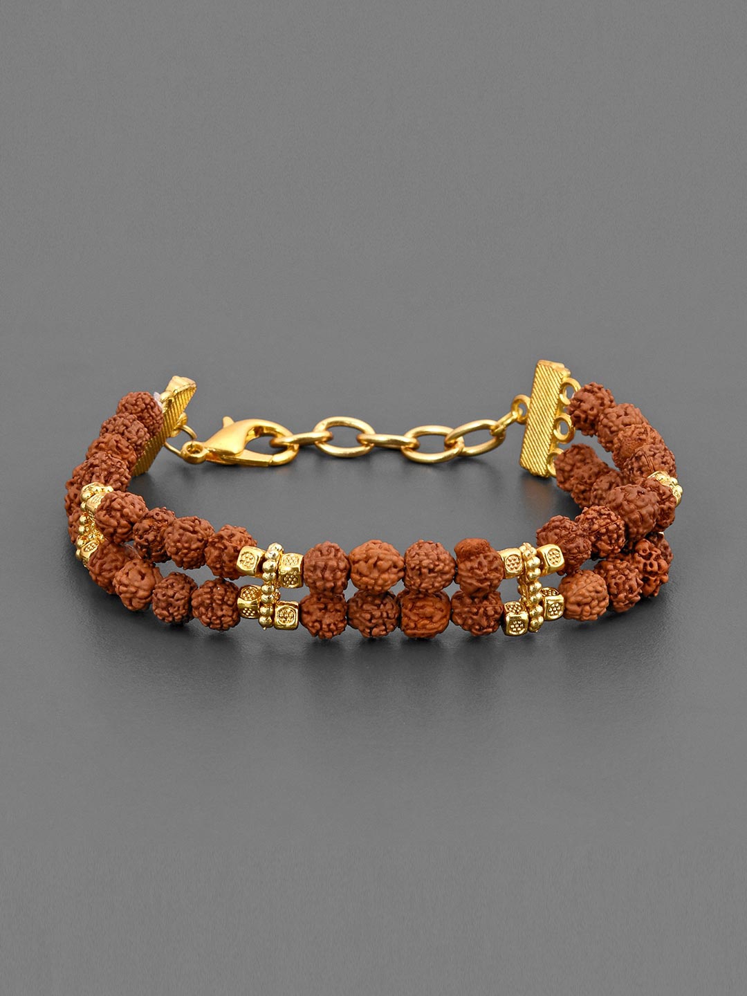 

Tistabene Men Brown & Gold-Toned Gold-Plated Charm Bracelet