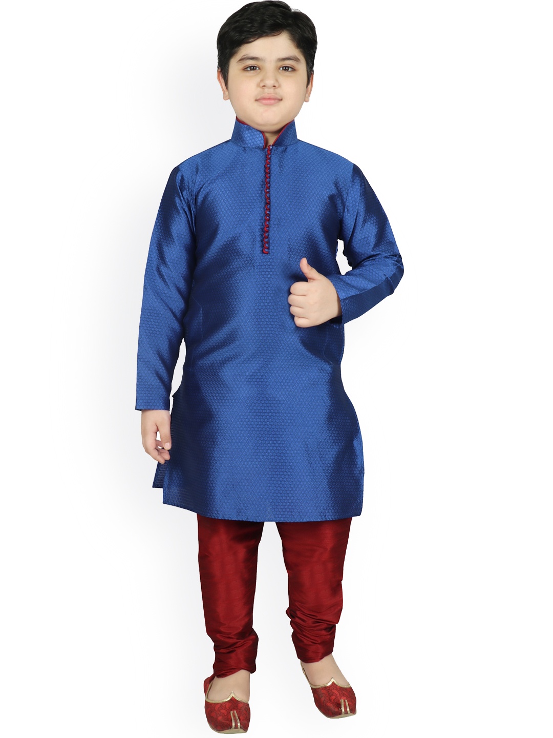 

SG YUVRAJ Boys Blue Raw Silk Kurta with Pyjamas