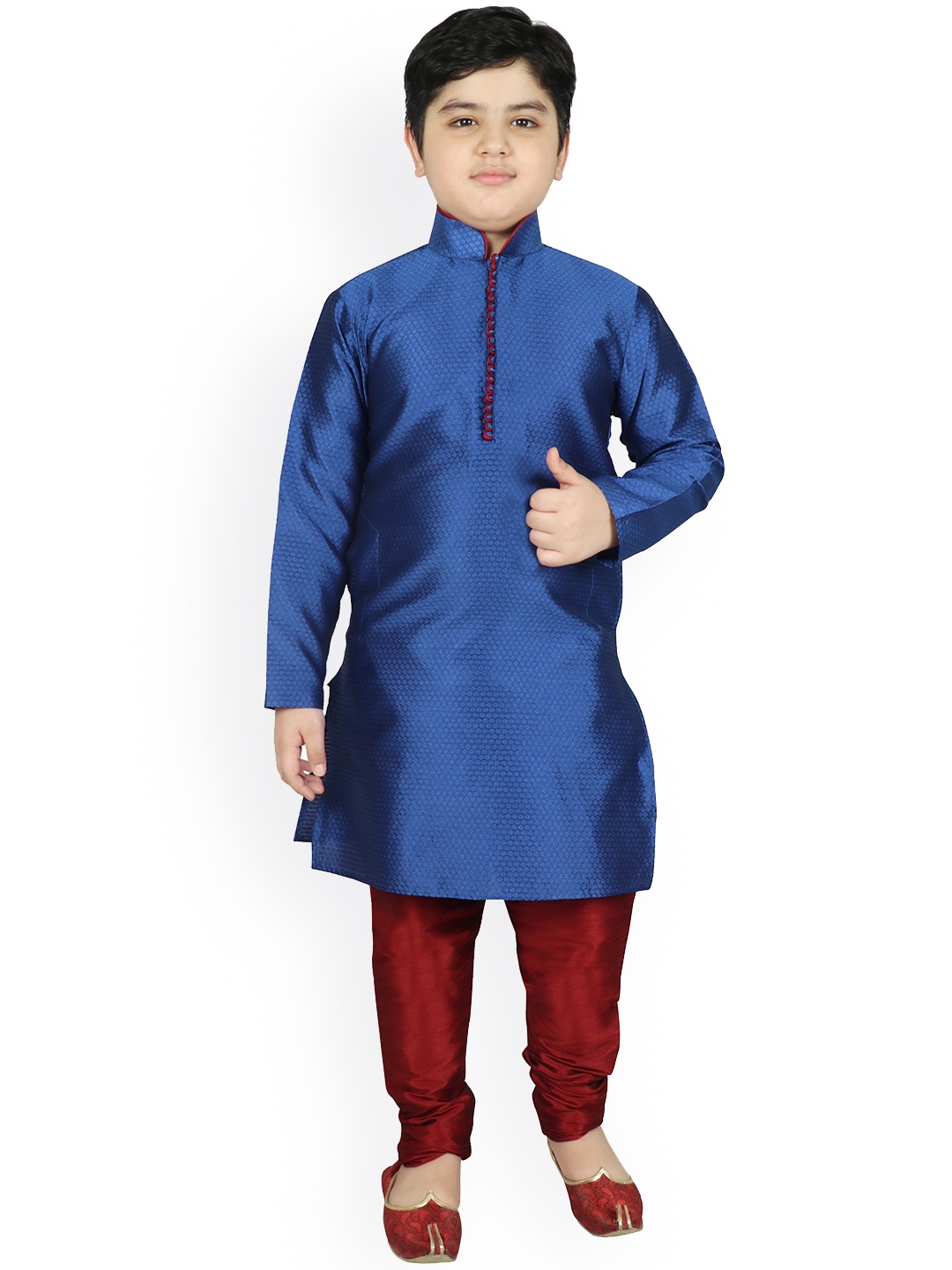 

SG YUVRAJ Boys Blue Raw Silk Kurta with Pyjamas