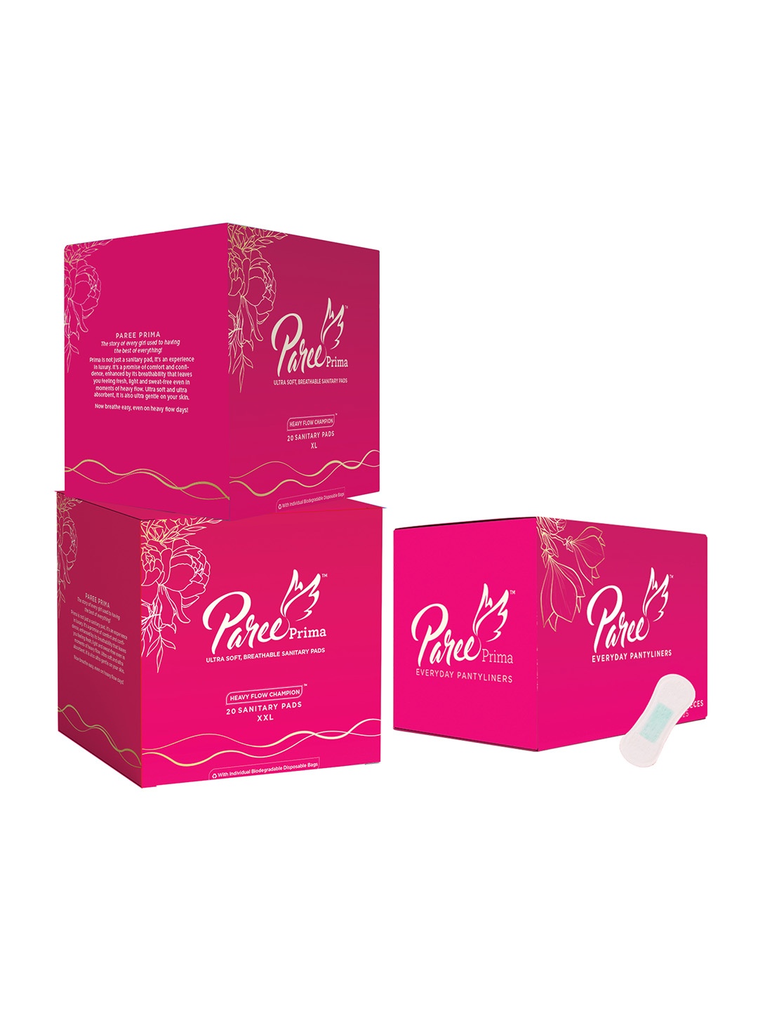 

Paree Set of 20 XL & 20 XXL Ultra Thinz Sanitary Pads with 25 Panty Liners, Pink