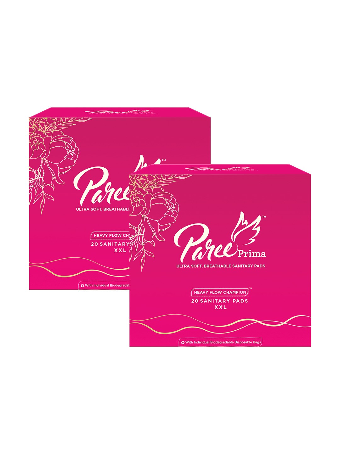 

Paree Set of 40 Prima Ultra Soft Breathable XXL Sanitary Pads, Pink