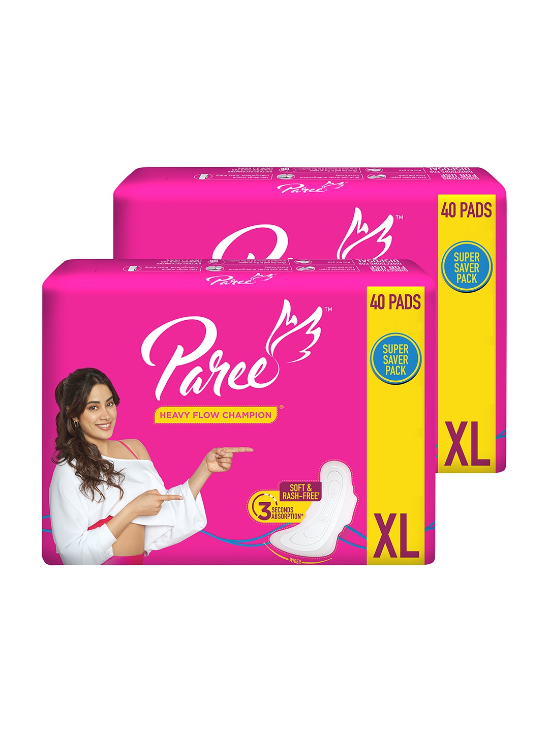 

Paree Set of 80 Super Soft & Rash Free XL Sanitary Pads For Heavy Flow, White