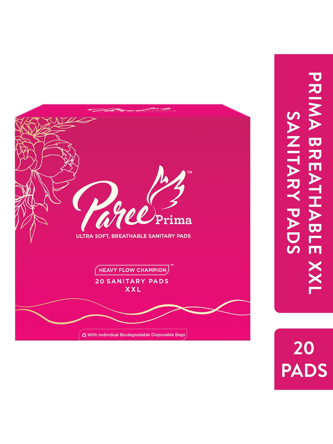 

Paree Set of 20 Prima Ultra Soft Breathable XXL Sanitary Pads, Pink