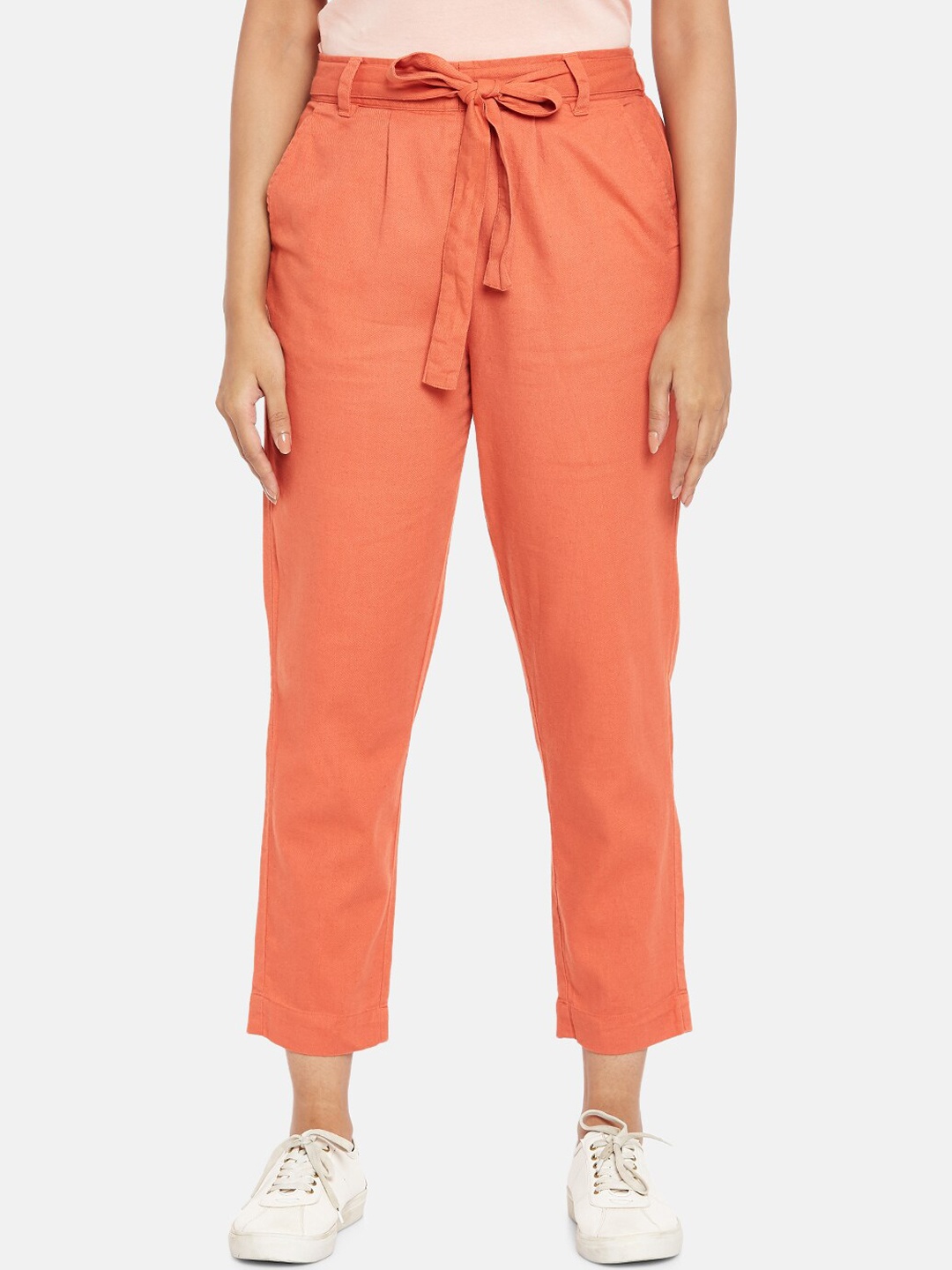

People Women Rust High-Rise Trousers