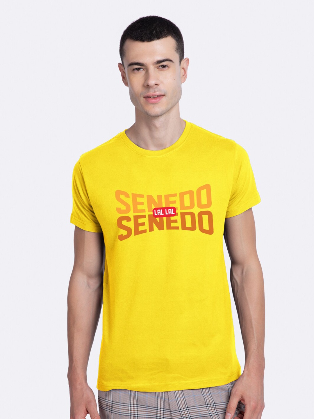 

Bewakoof Men Yellow Typography T-shirt