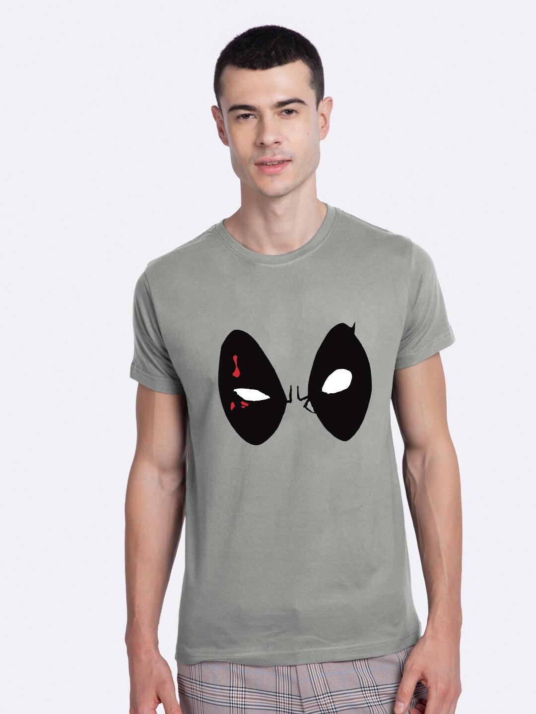 

Bewakoof Men Grey Deadpool Eyes Printed T-shirt