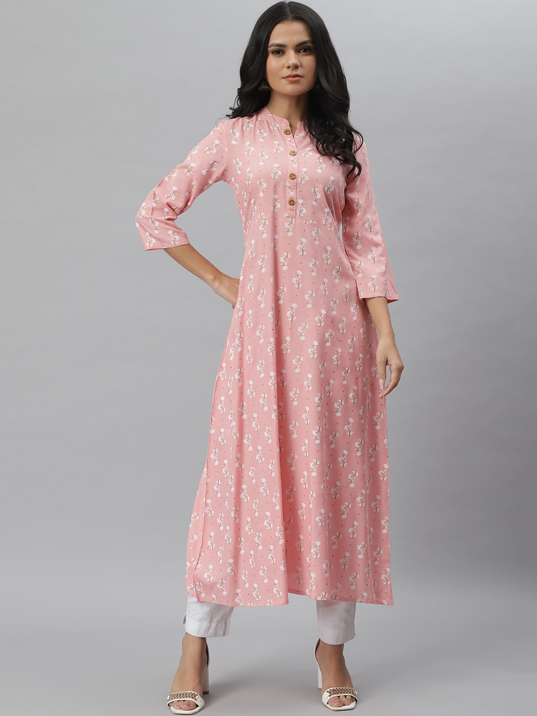 

Stylum Women Pink Floral Printed A-Line Kurta