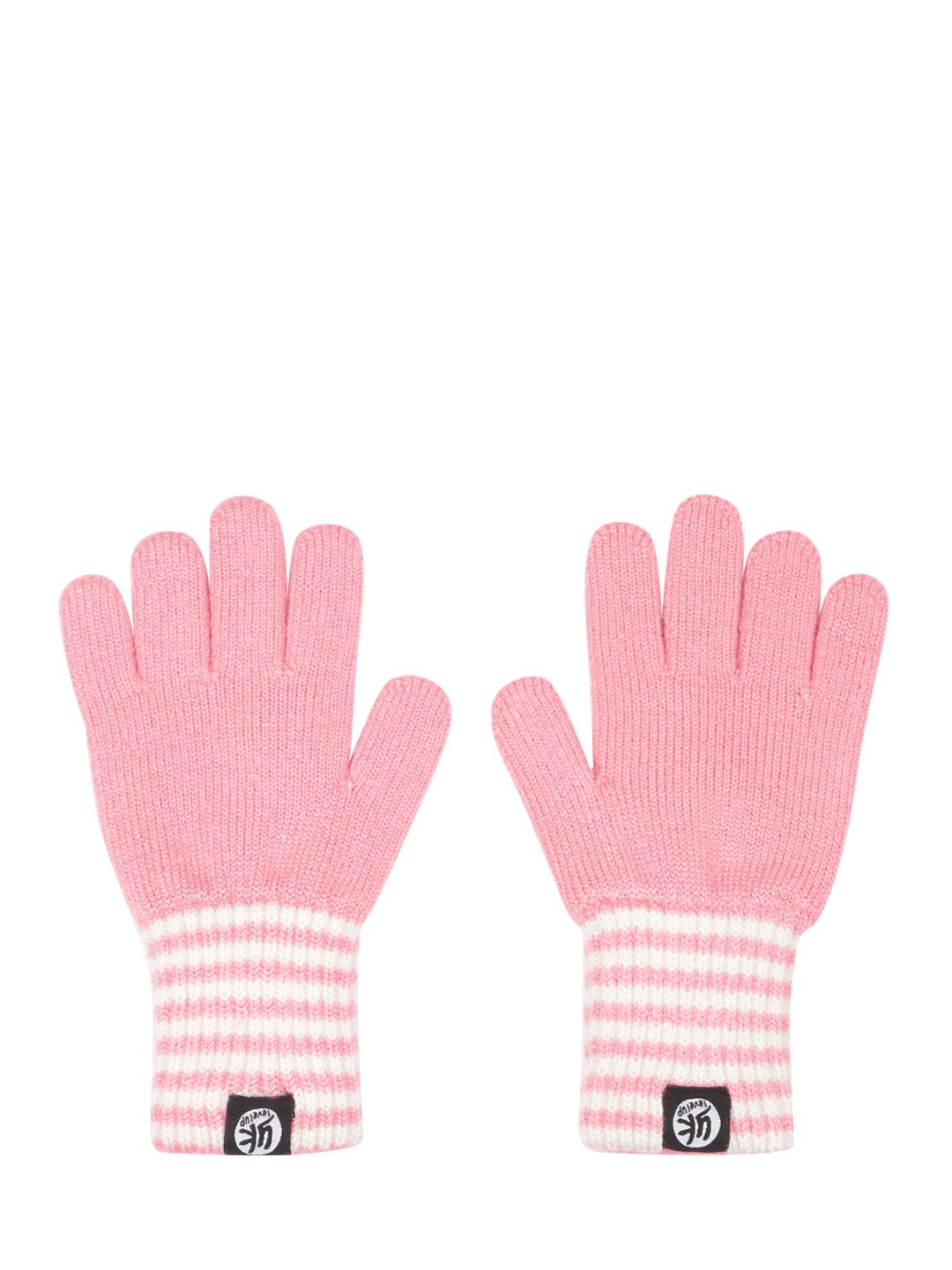 

YK Kids Pink & White Solid Hand Gloves with Striped Detail