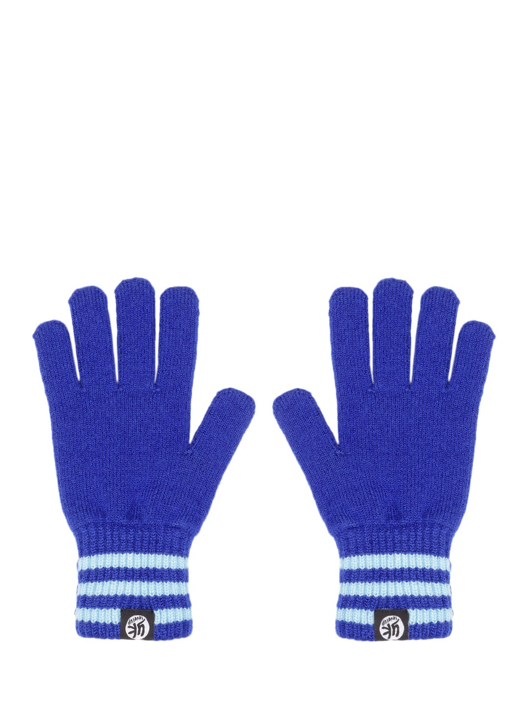 

YK Kids Blue Solid Hand Gloves with Striped Detail
