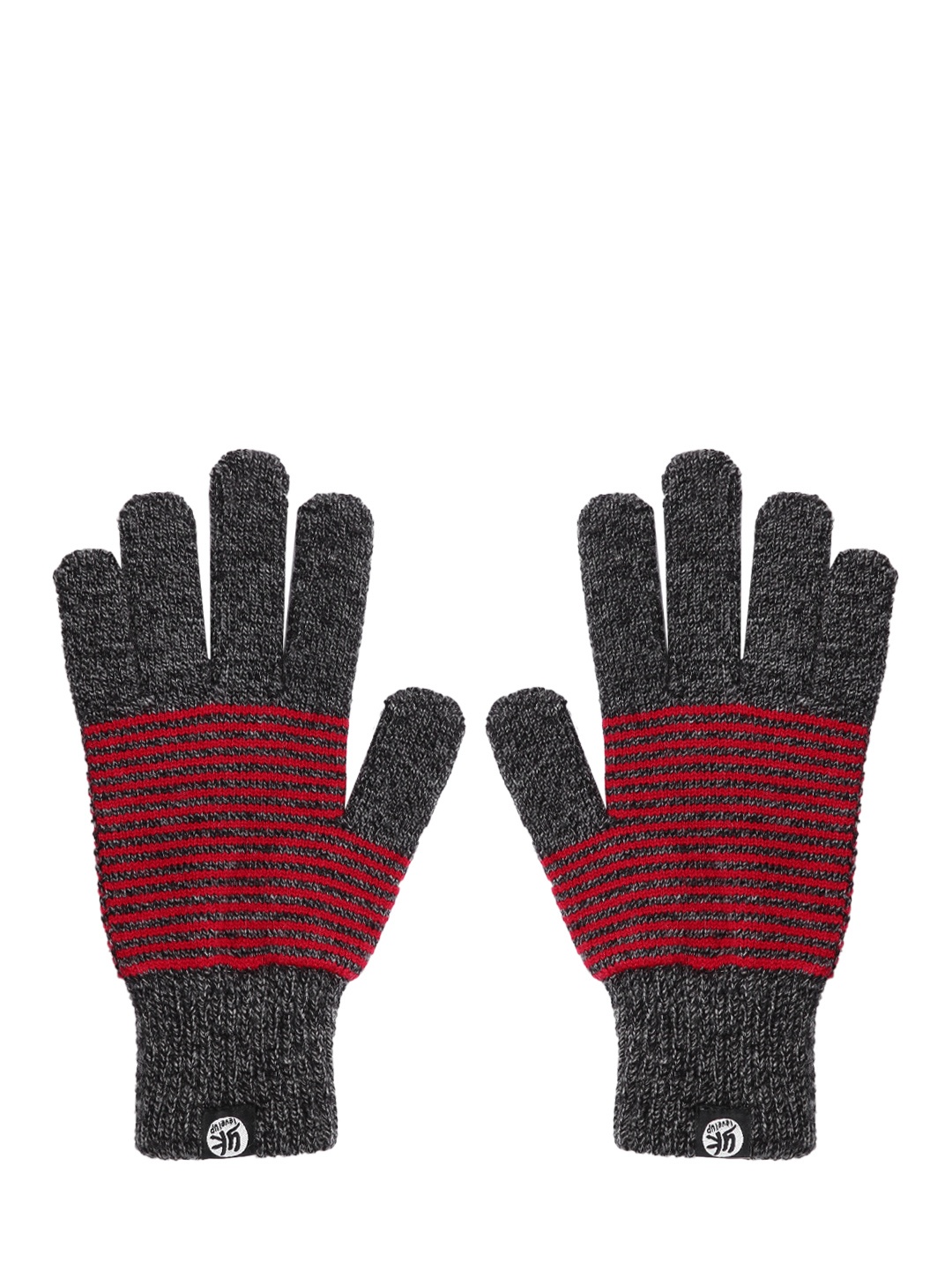 

YK Kids Charcoal Grey & Red Striped Hand Gloves