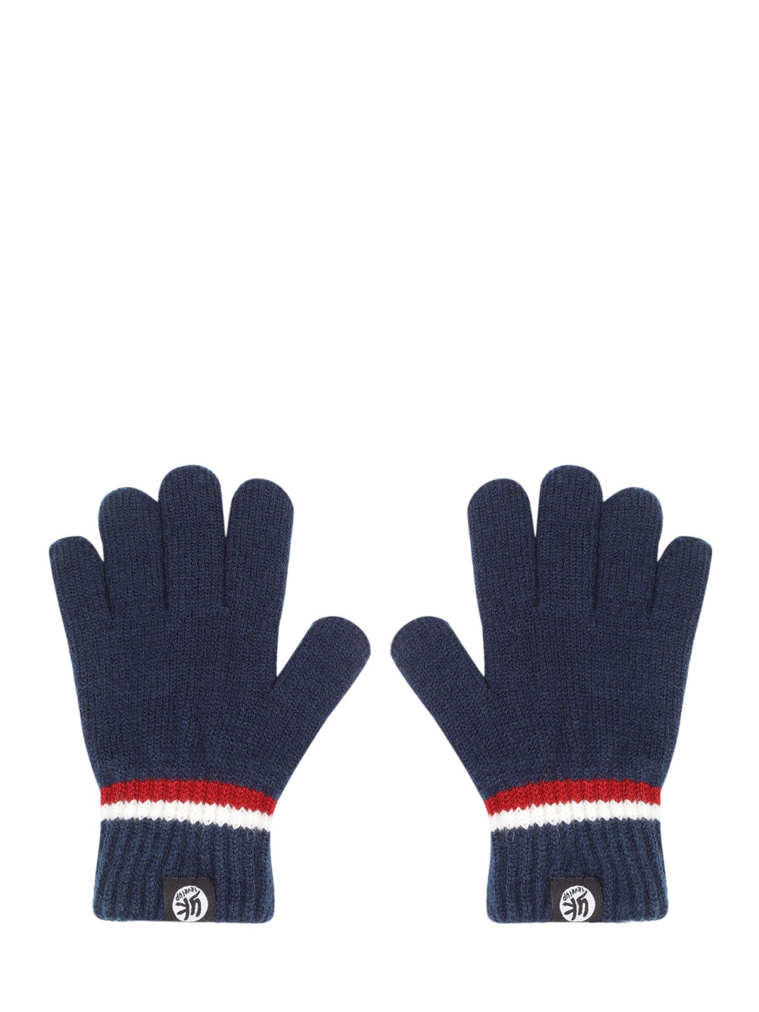 

YK Kids Navy Blue & Red Striped Detail Acrylic Gloves