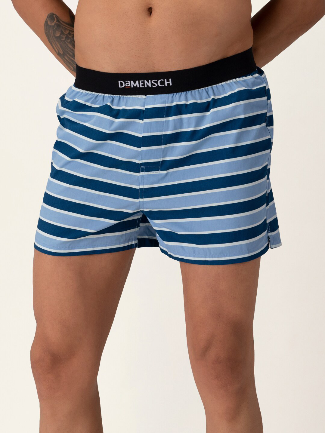 

DAMENSCH Breeeze Men Striped Pure Cotton Ultra-Light Boxers DAM-STP-SBX-TKB, Blue