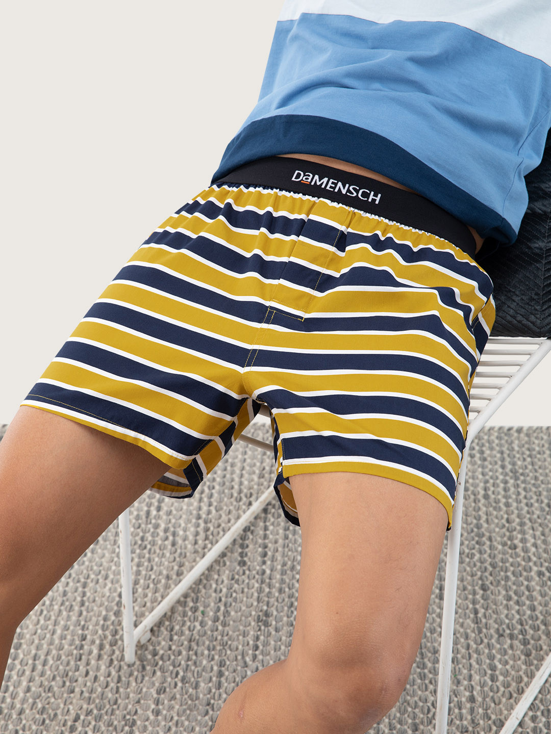 

DaMENSCH Men Striped Yellow Ultra-Light Cotton Regular Fit Inner Boxer