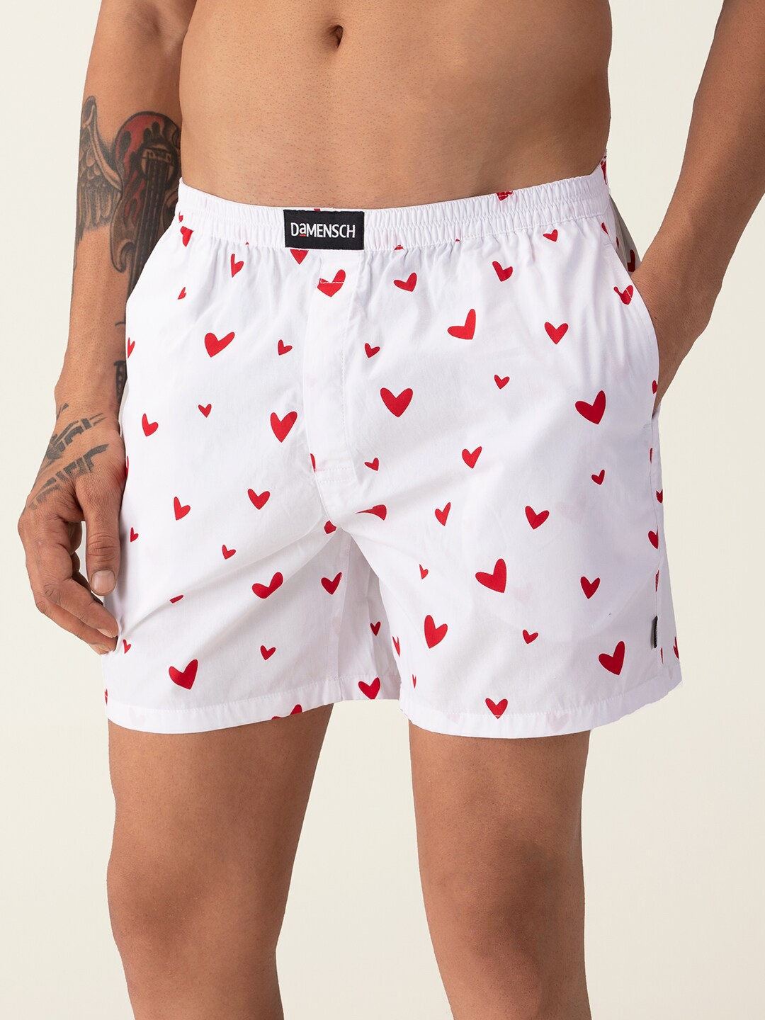 

DAMENSCH Breeeze Men Printed Pure Cotton Ultra-Light Boxers DAM-VAL-LBX-PAW, White