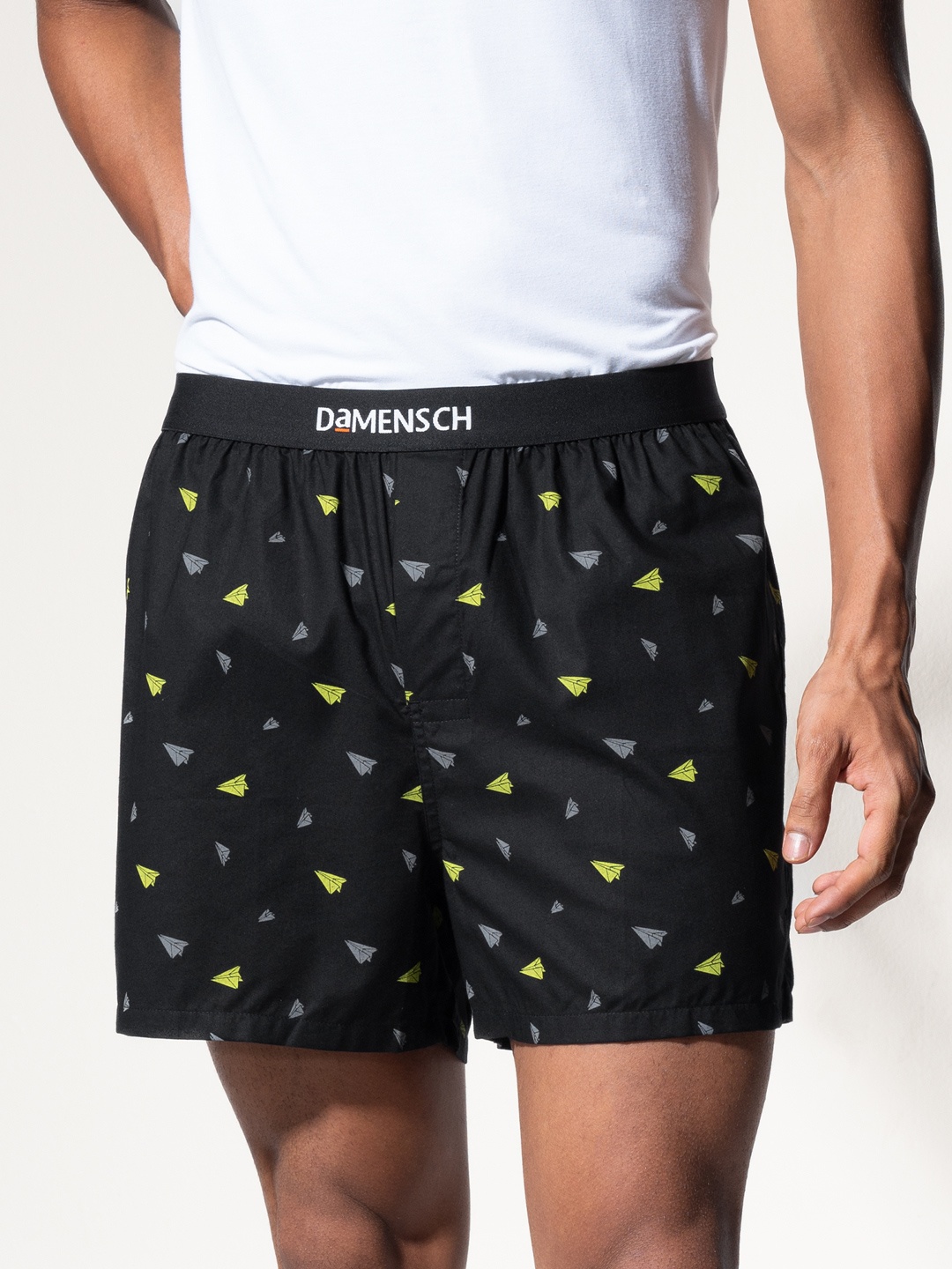 

DAMENSCH Men Printed Ultra-Light Cotton Regular Fit Inner Boxer, Black