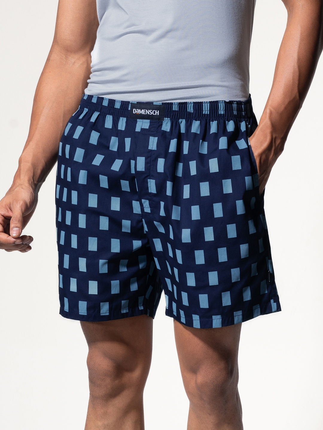 

DAMENSCH Men Printed Ultra-Light Cotton Boxer Shorts- DAM-PRIN-LBX-MIB, Blue