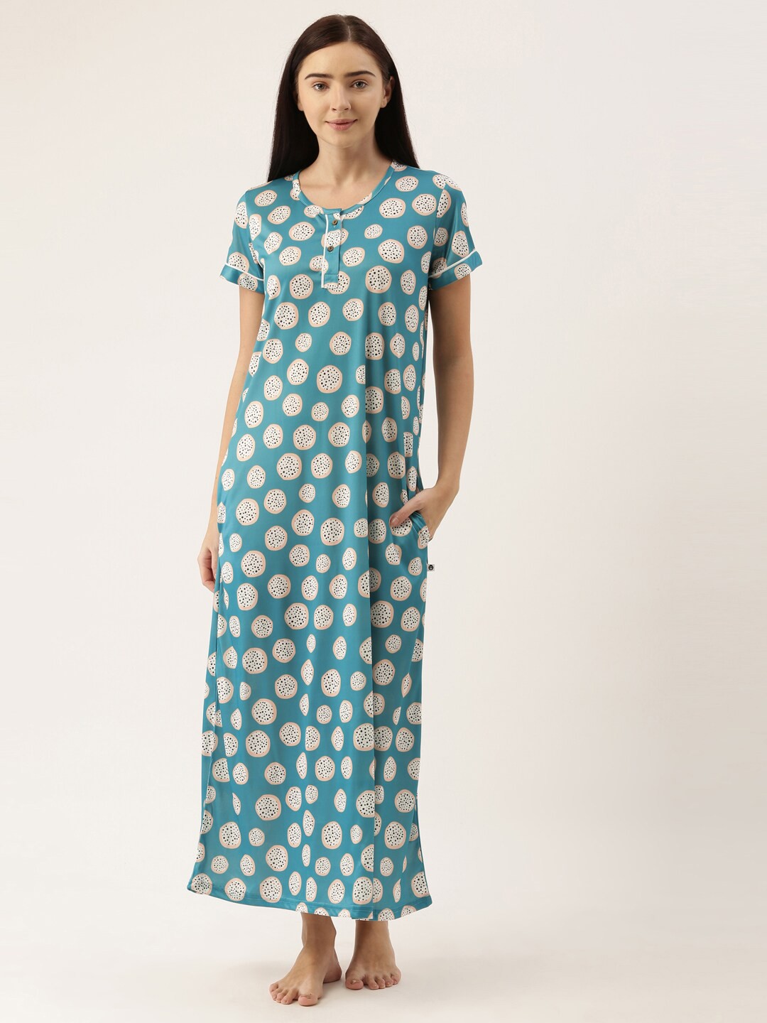 

Bannos Swagger Blue Printed Maxi Nightdress