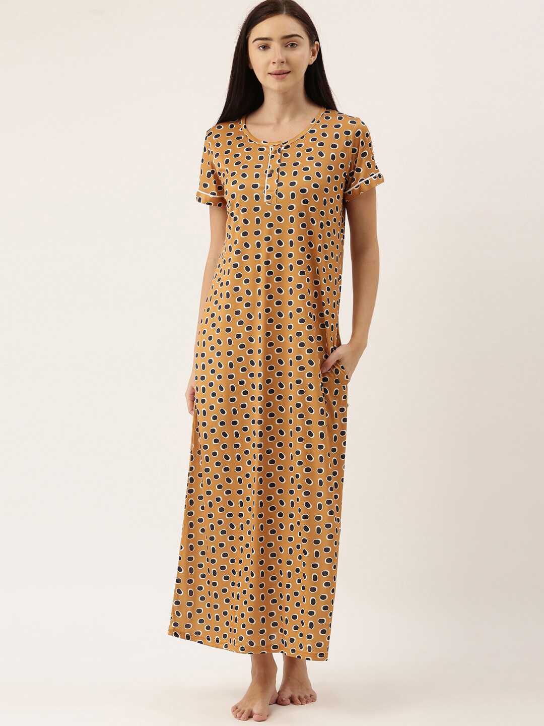 

Bannos Swagger Yellow Printed Maxi Nightdress