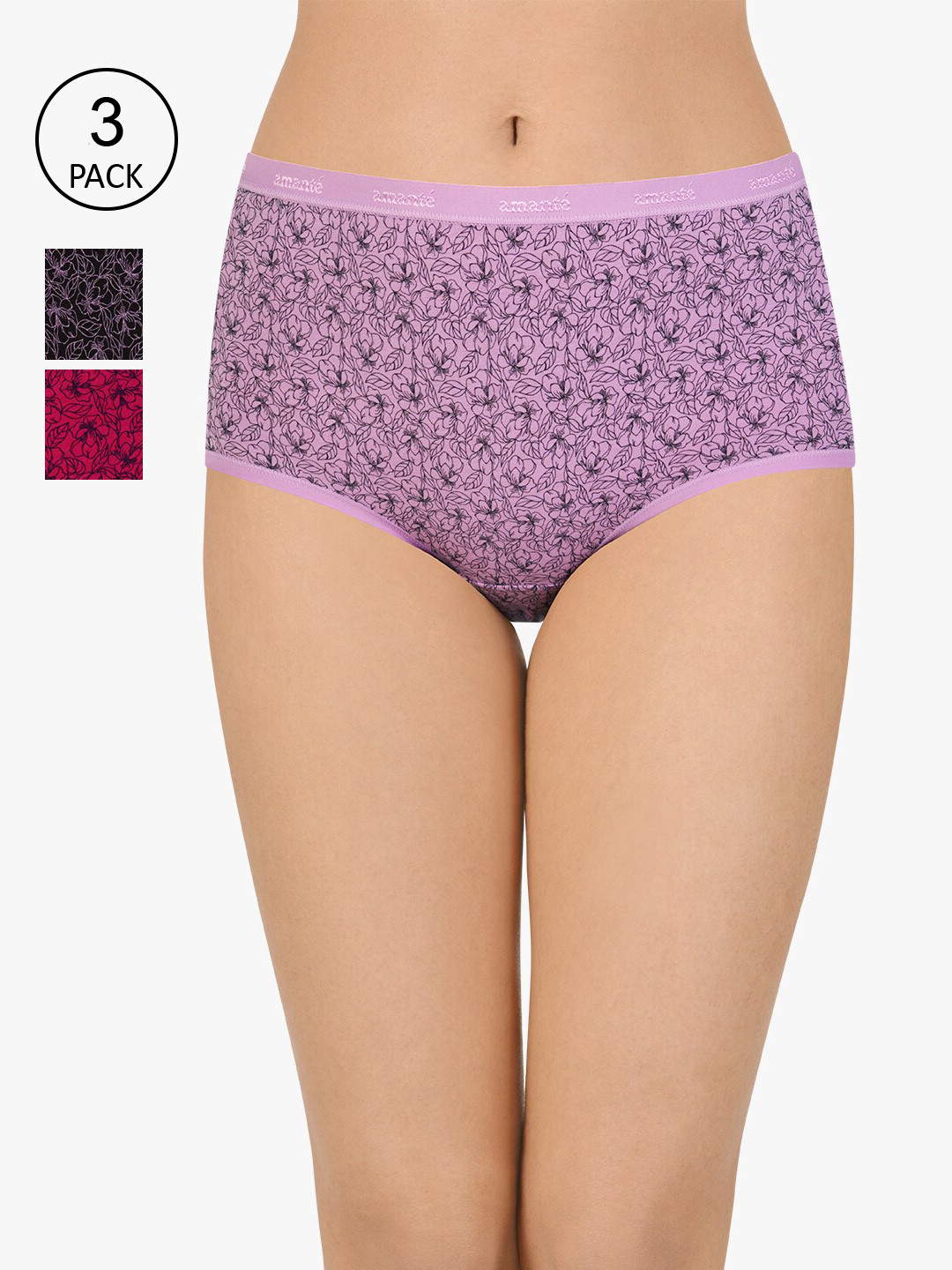 

Amante Women Pack Of 3 Assorted Hipster Briefs
