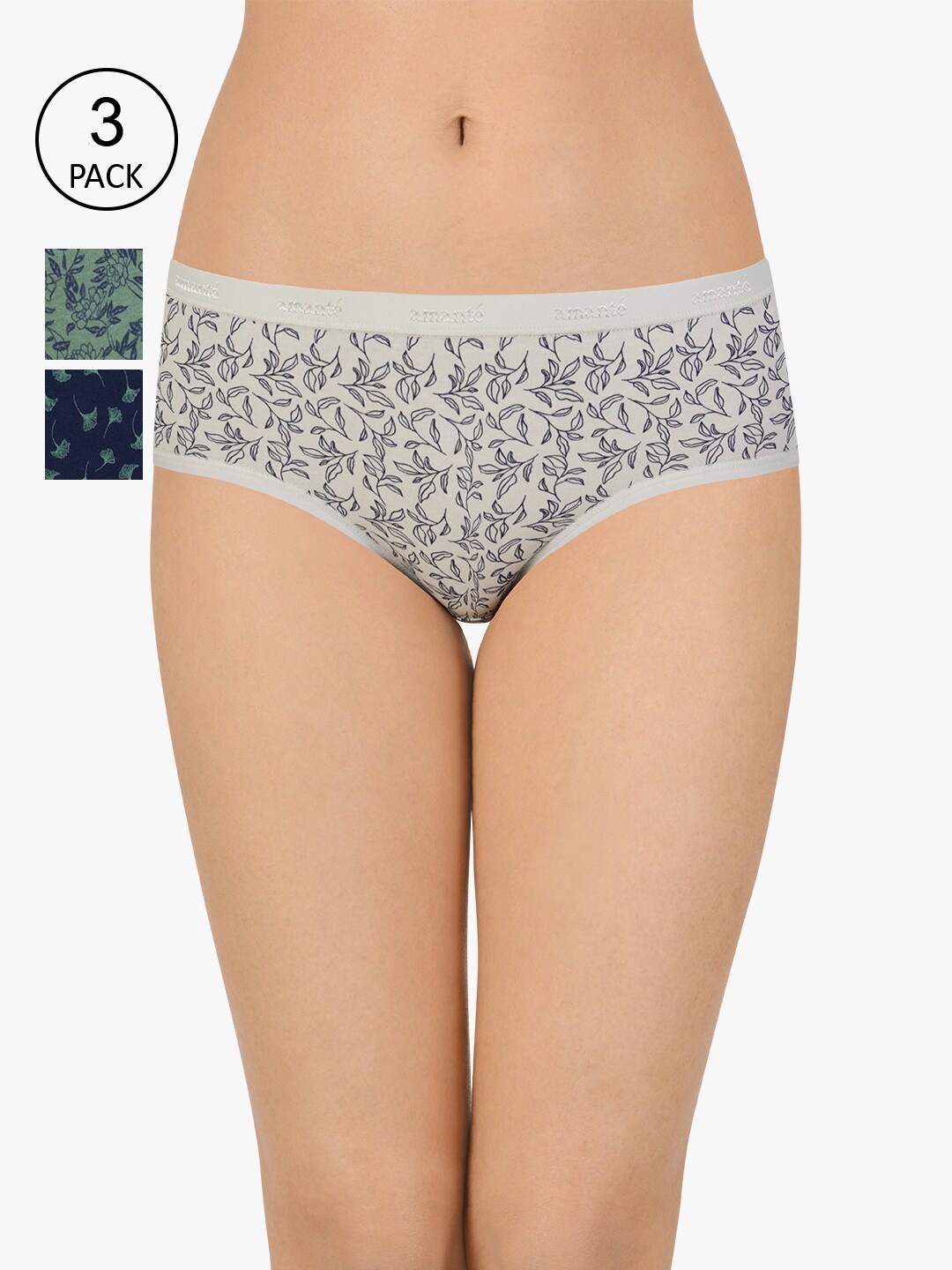

Amante Women Pack Of 3 Printed Low Rise Hipster Briefs, Assorted