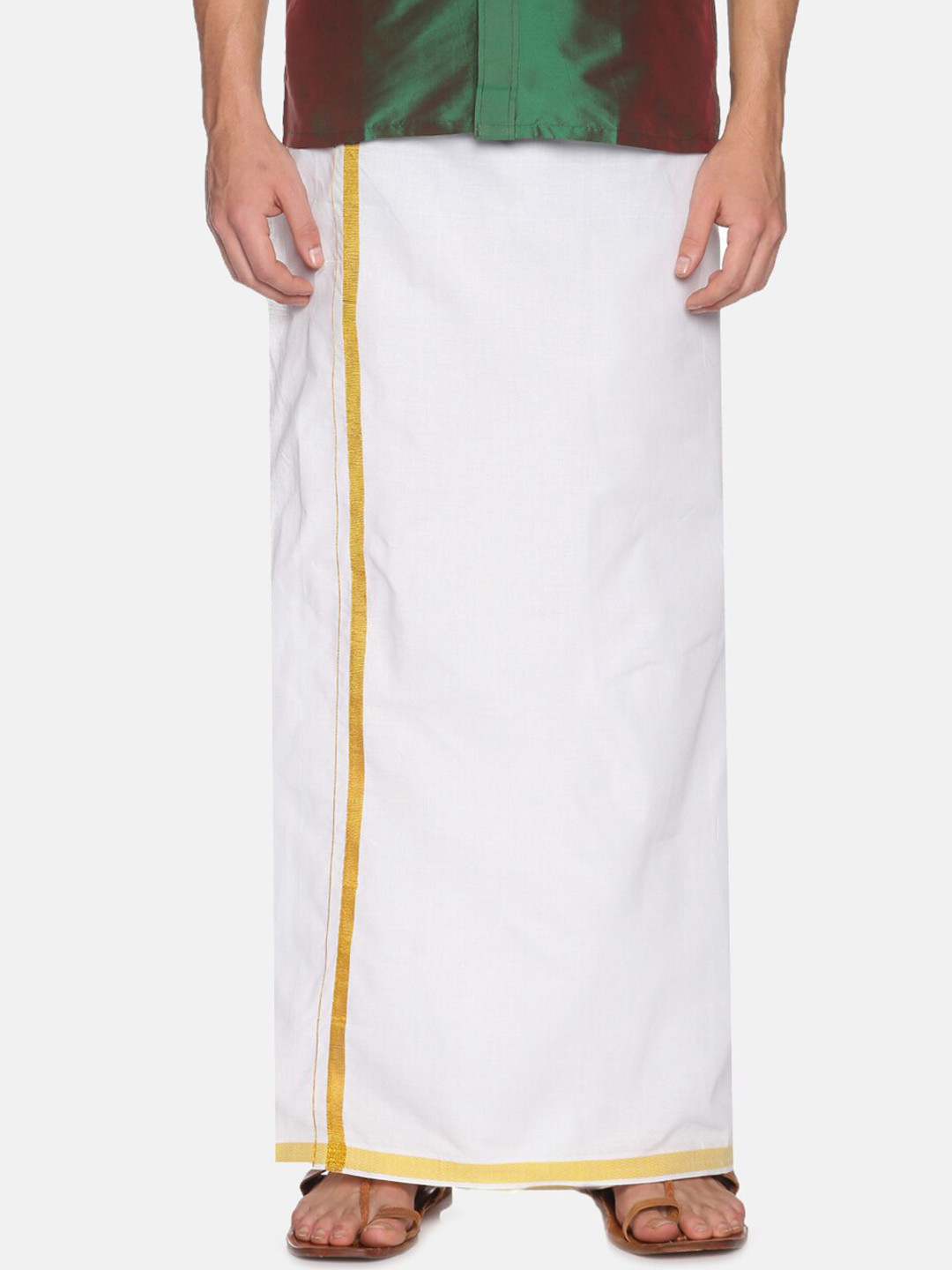 

Chennis Men White Solid Pure Cotton Dhoti