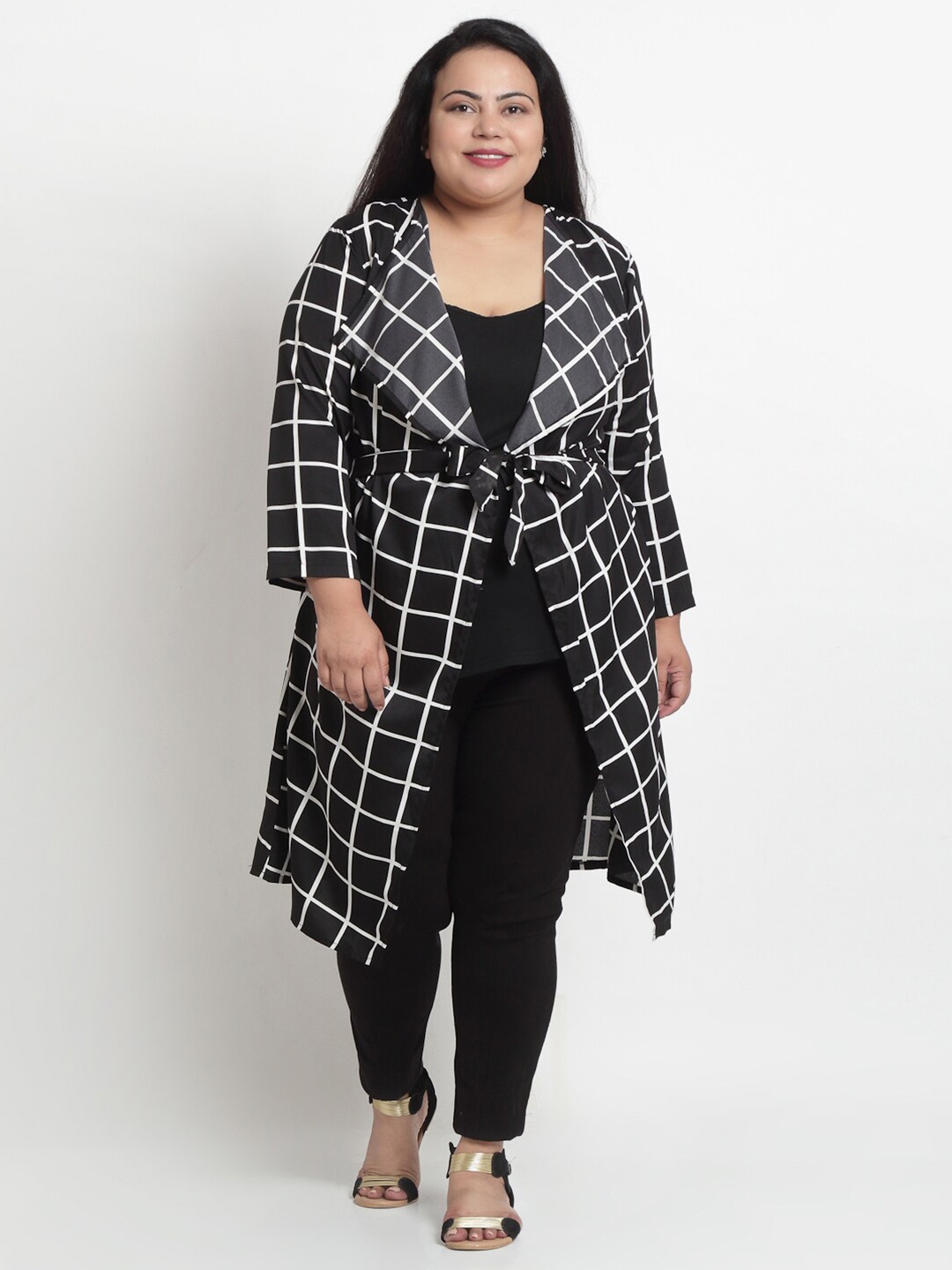 

sindrellastorie Women Black & White Checked Monochrome Shrug