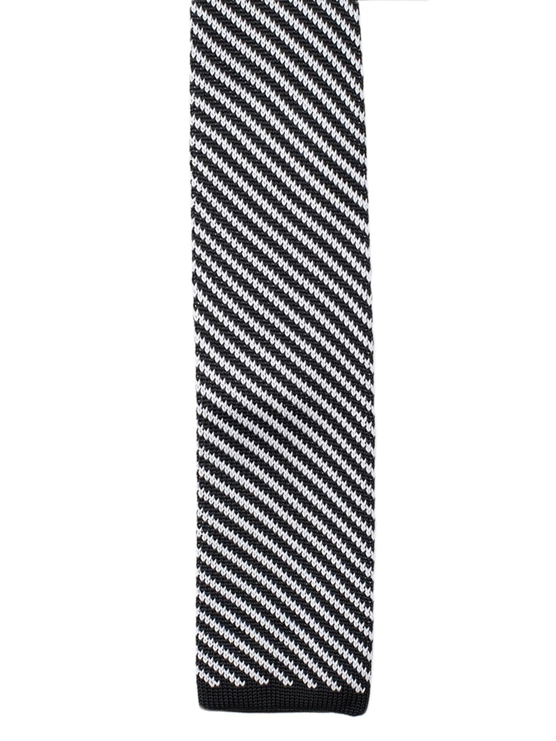 

Tossido Men Black & White Striped Broad Tie