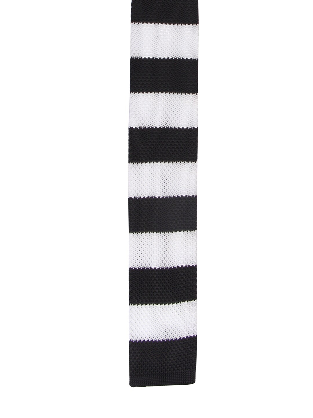 

Tossido Men Black & White Striped Broad Tie