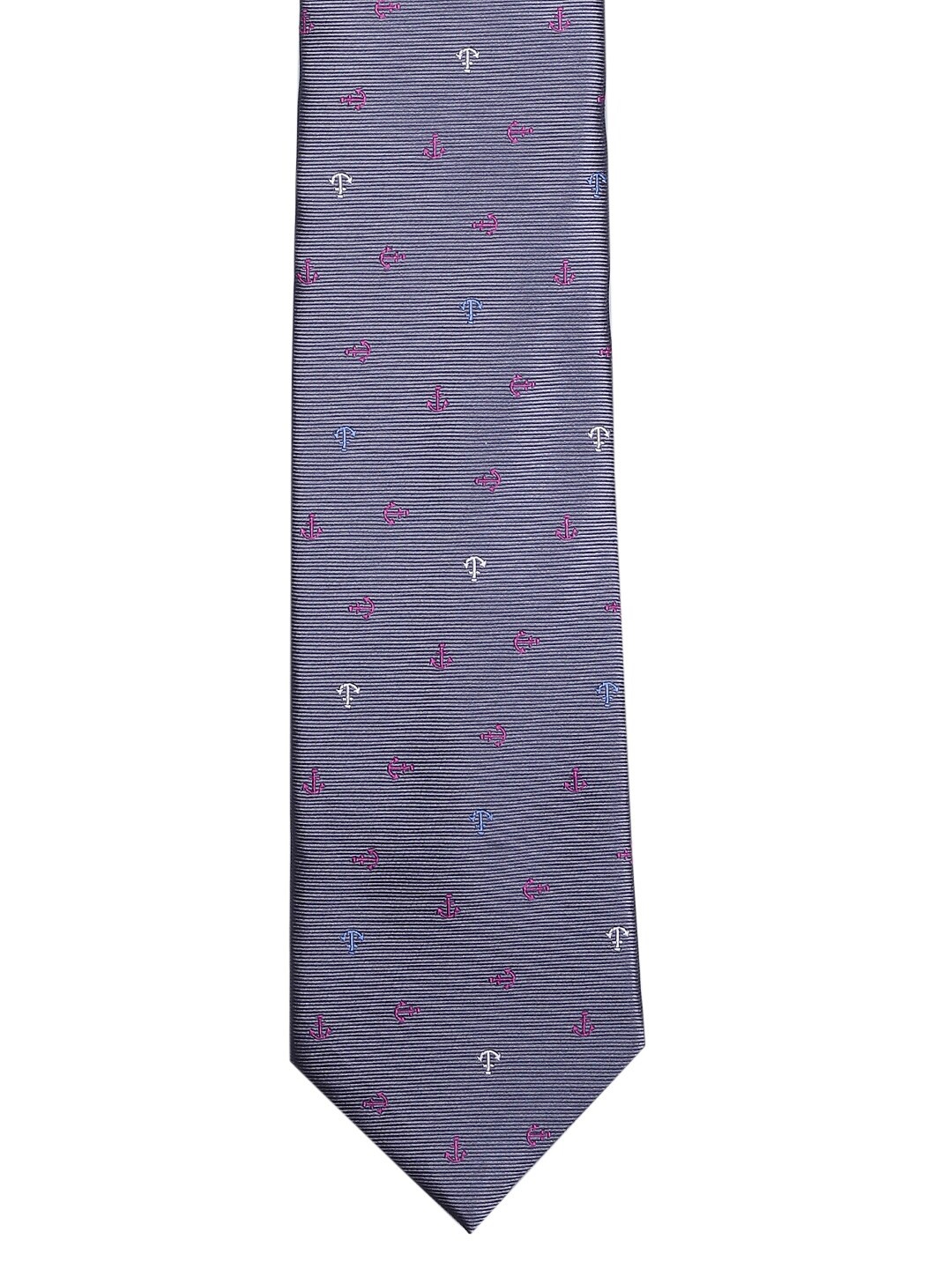 

Tossido Men Grey & Pink Woven Design Broad Tie