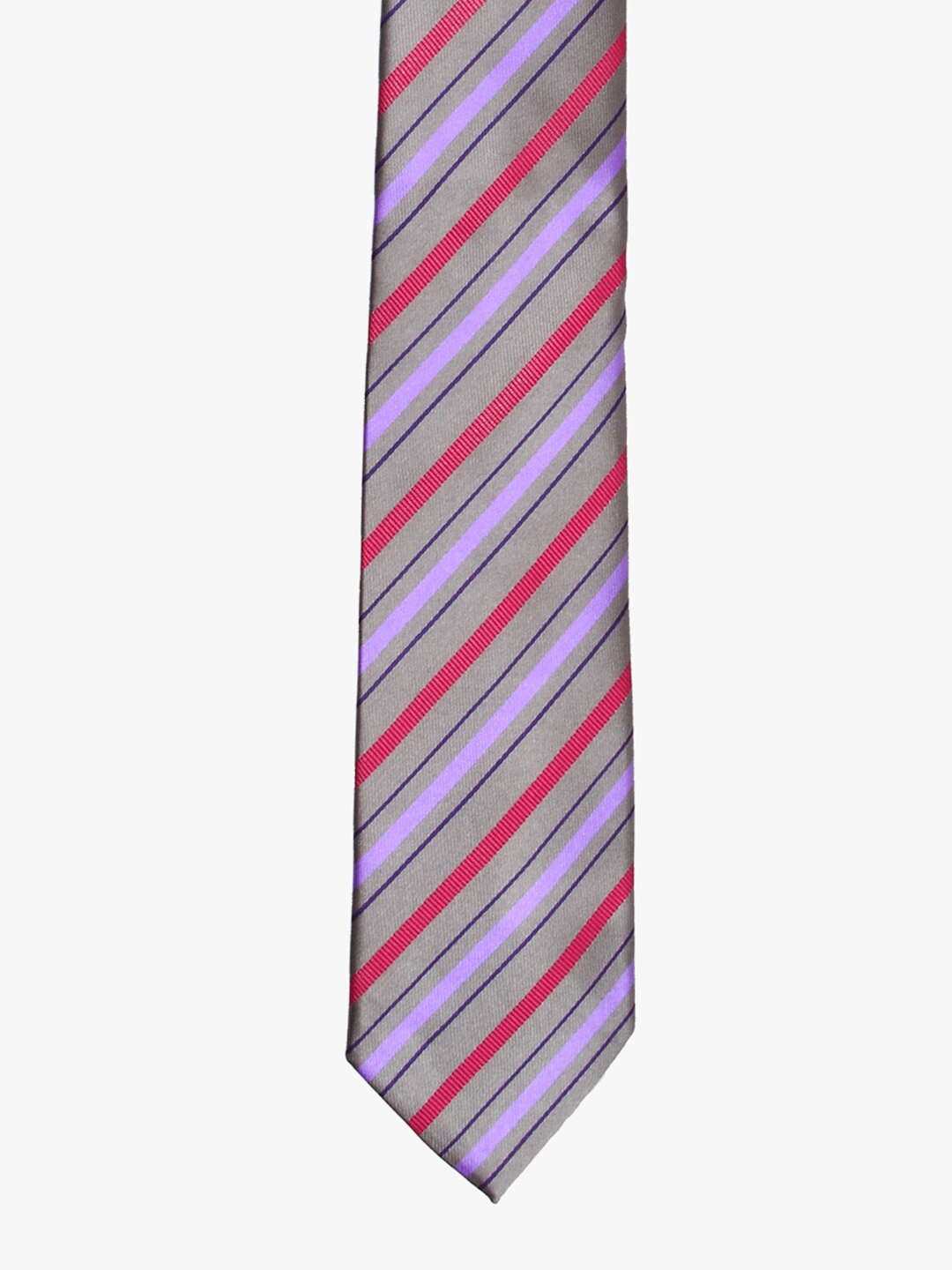 

Tossido Men Grey & Red Striped Broad Tie