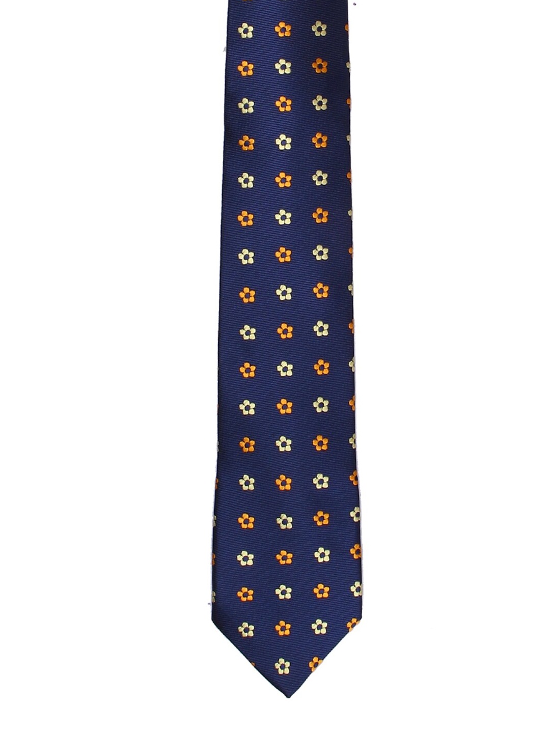 

Tossido Men Blue & Orange Woven Design Skinny Tie