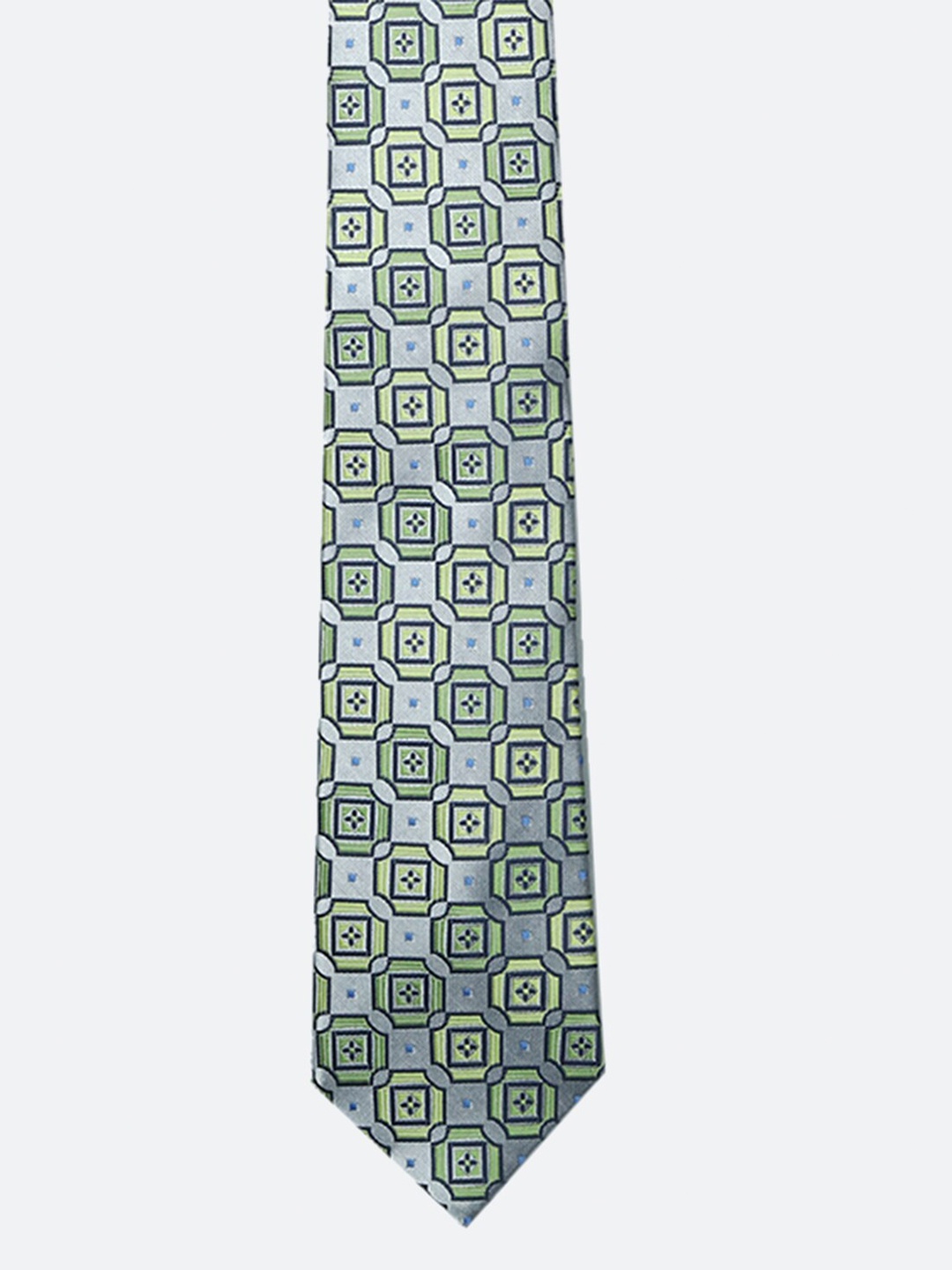 

Tossido Men Silver-Toned & Green Printed Broad Tie