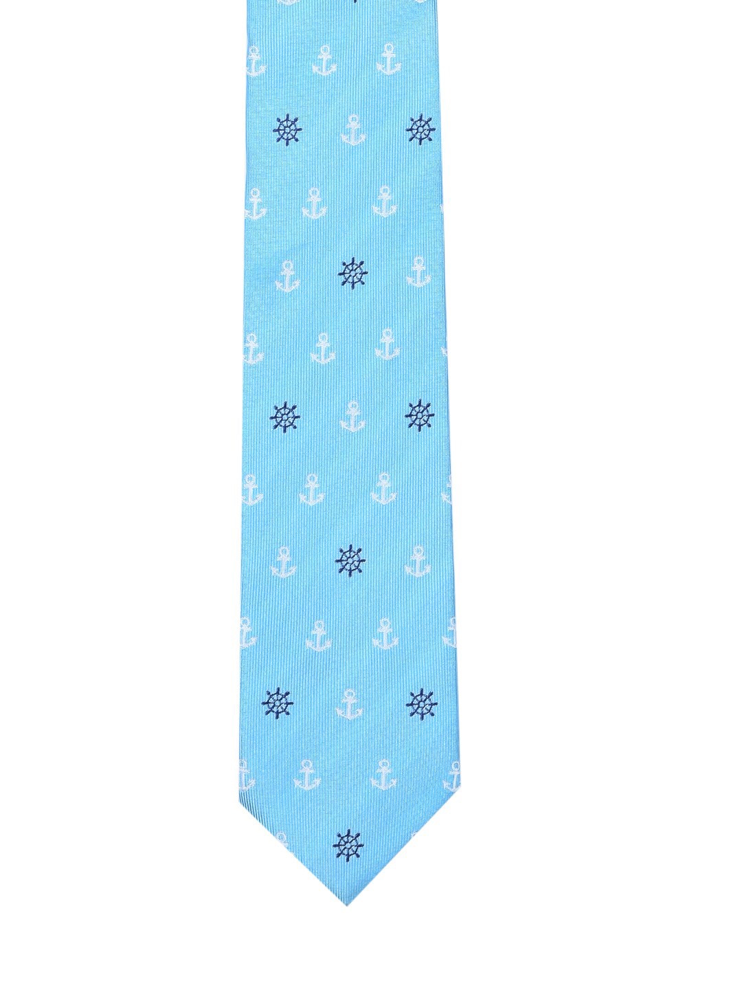 

Tossido Men Blue & White Woven Design Skinny Tie