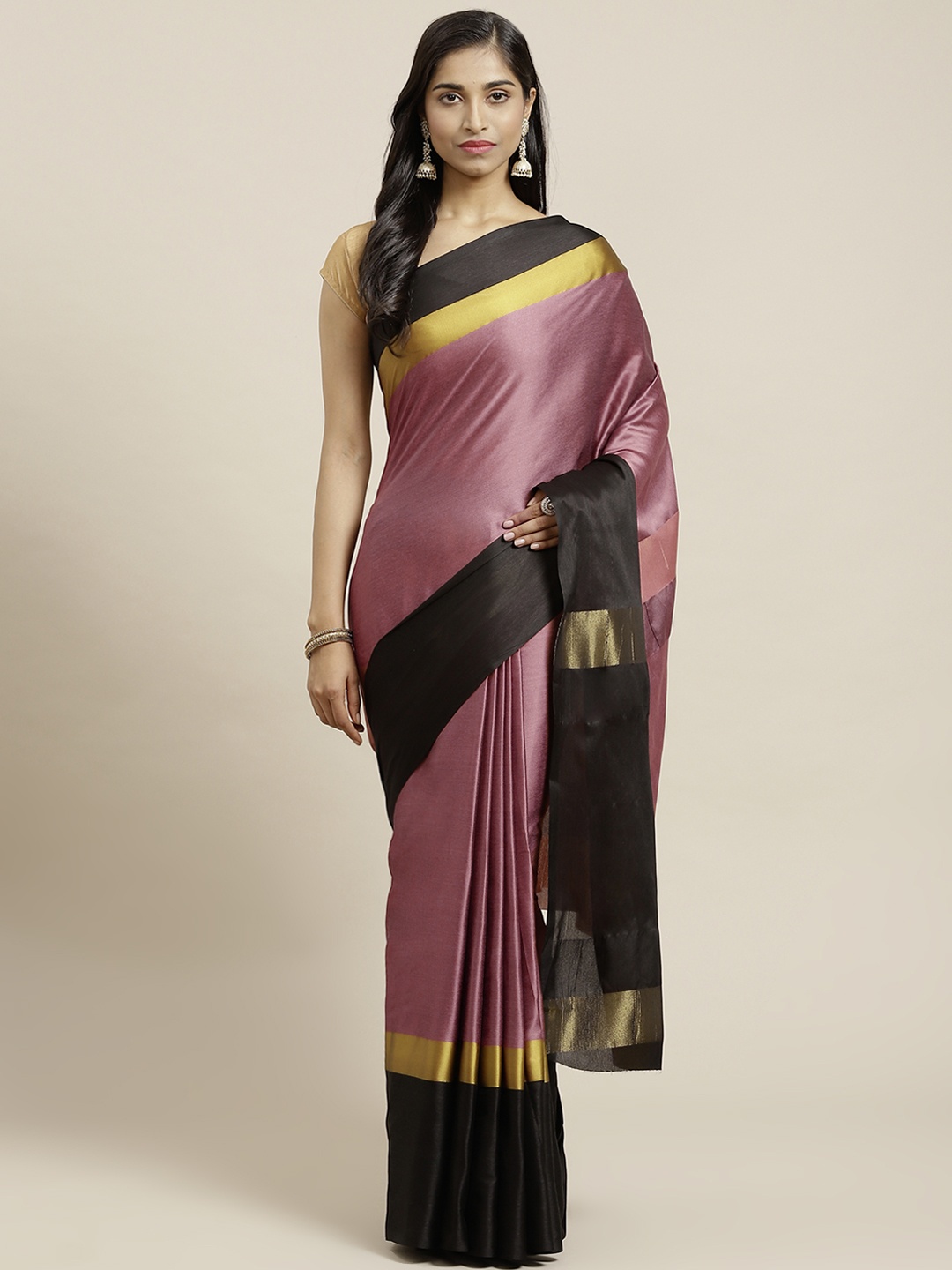 

OM SAI LATEST CREATION Mauve Solid Jaali Kanjeevaram Saree