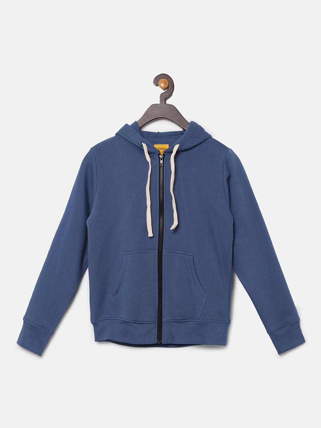

Instafab Boys Blue Pure Cotton Solid Hooded Sweatshirt
