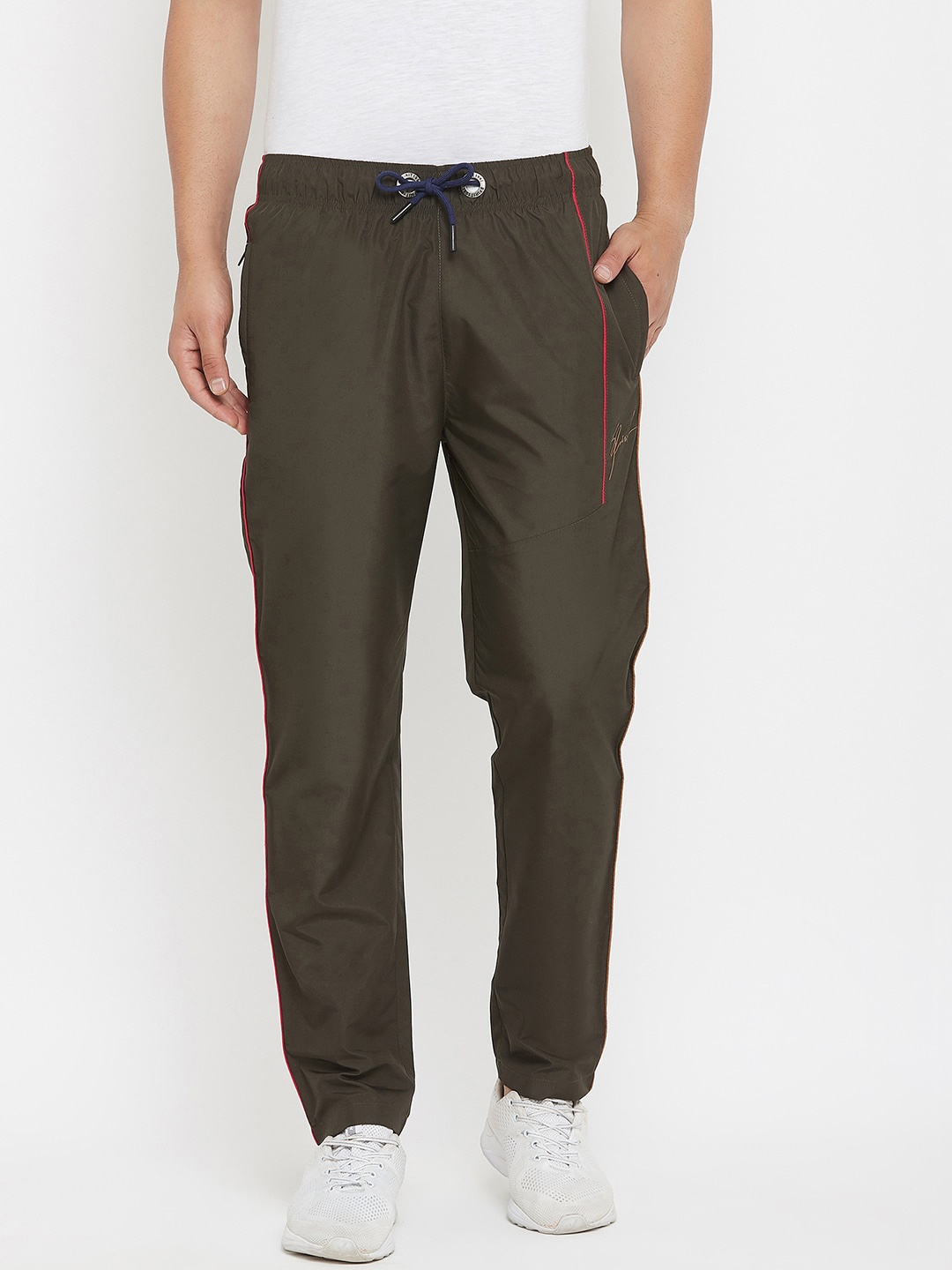 

Spirit Men Olive Green Solid Regular Fit Track Pants