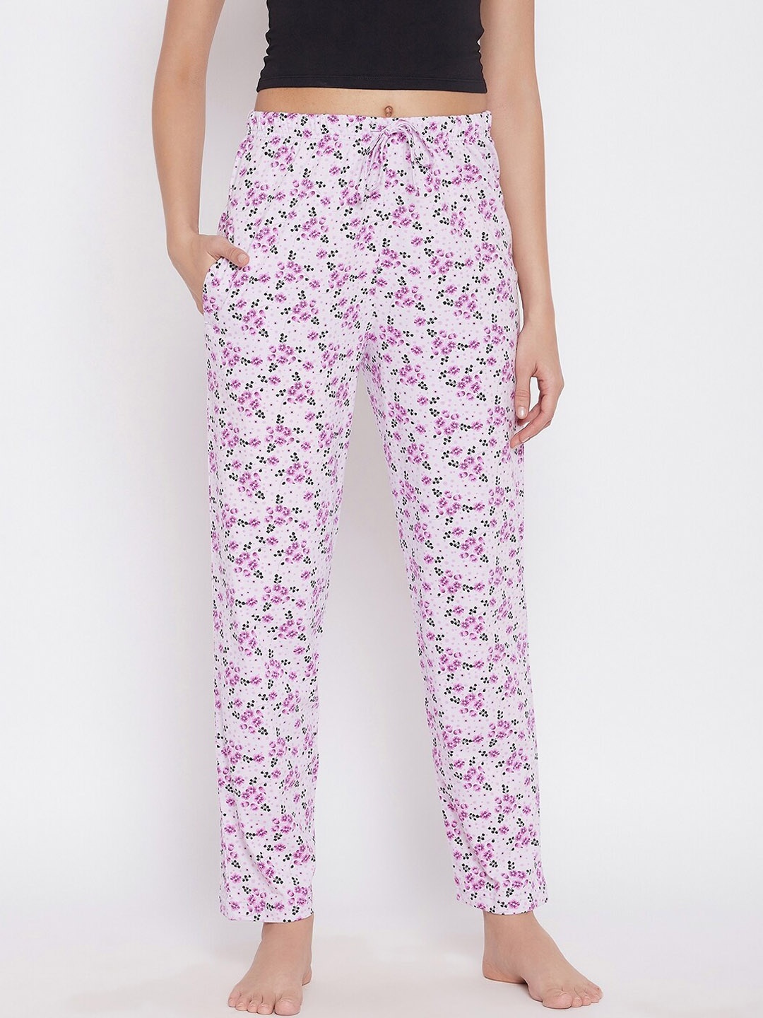 

C9 AIRWEAR Women Pink & White Floral Printed Pure Cotton Lounge Pants