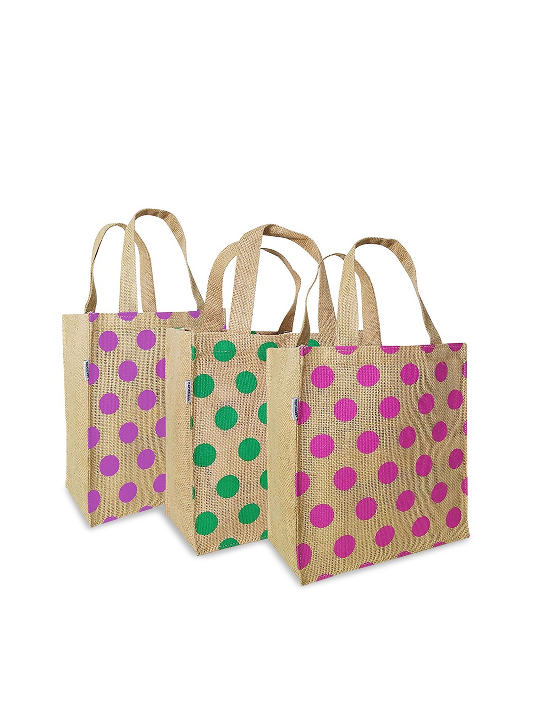 

earthbags Set of 3 Beige Geometric Printed Shopper Tote Bags