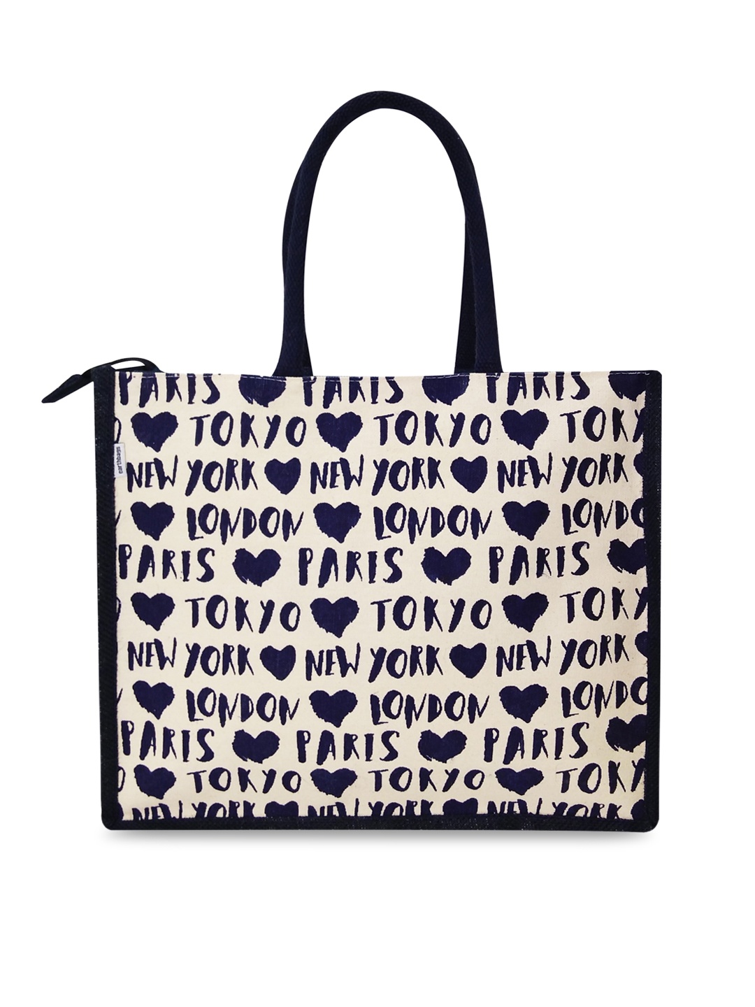 

earthbags Navy Blue Printed Shopper Tote Bag