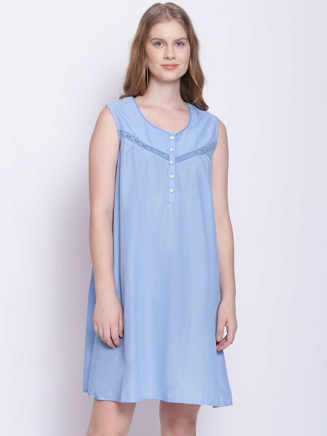 

Oxolloxo Blue Lace Design Nightdress