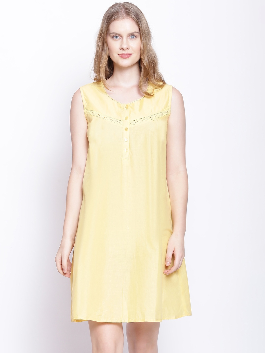 

Oxolloxo Yellow Lace Design Nightdress