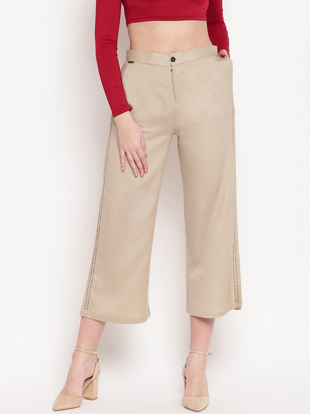 

Kvsfab Women Beige Culottes Trousers