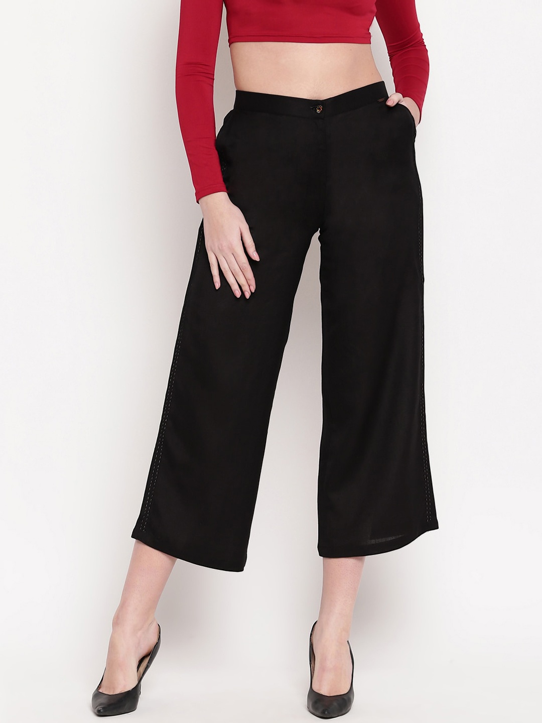 

Kvsfab Women Black Culottes Trousers