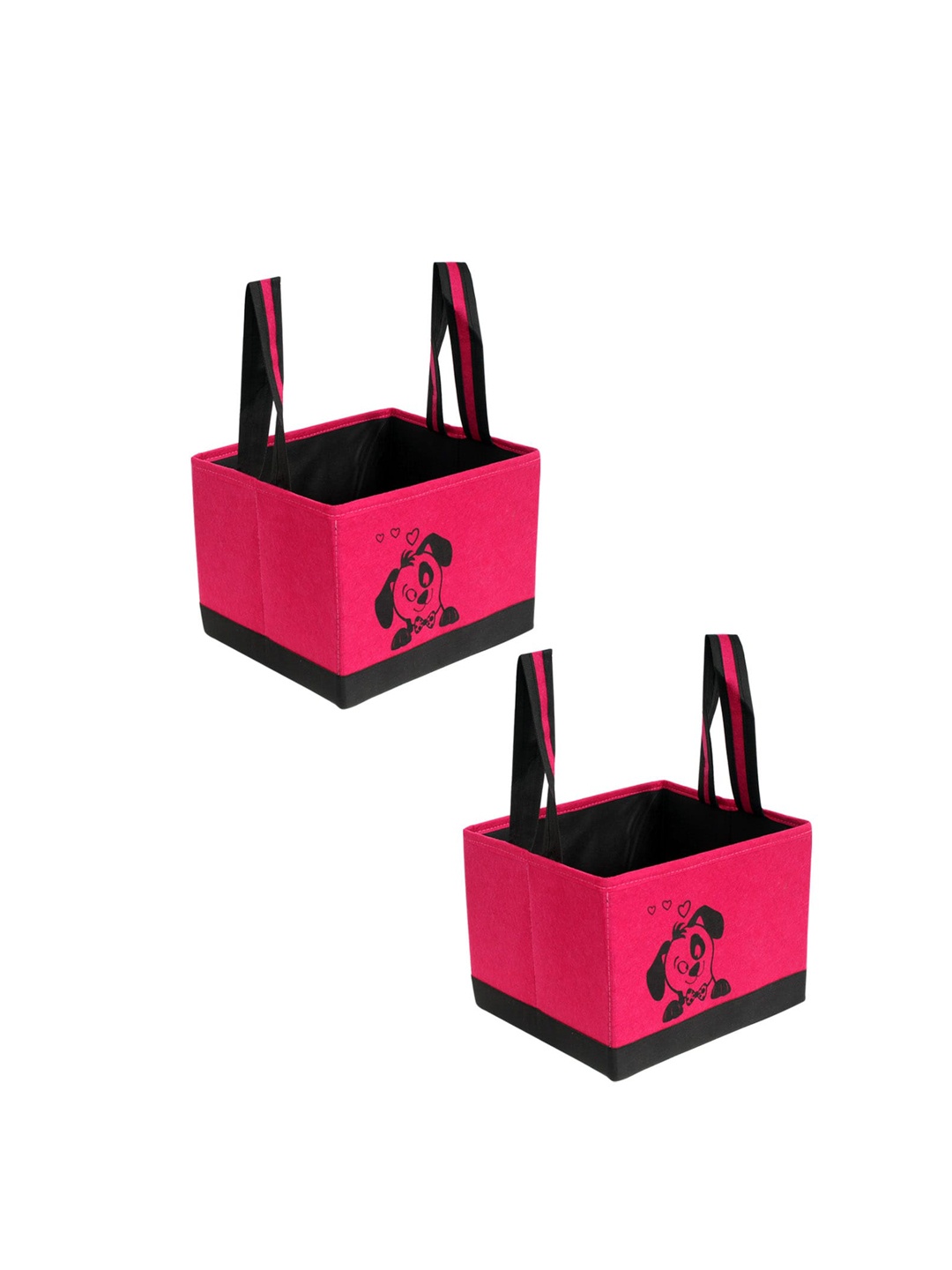

prettykrafts Set Of 2 Pink & Black Printed Multi-Utility Storage Organisers